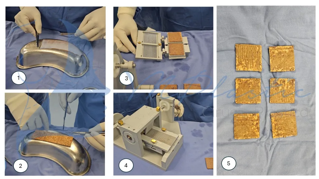 Microinjertos Meek: Innovación en el Tratamiento de Grandes Quemaduras y Pérdida de Tejido 3 Corte microinjertos Meek